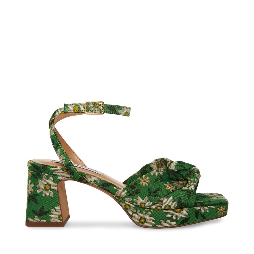 Green Steve Madden Bettina Floral Women\'s Heels Sandals | PH 6157AWU